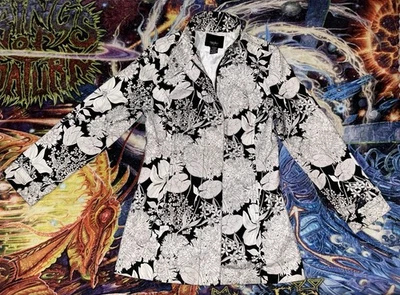 复古 90 年代 Mossimo 花卉女式夹克中号拉链纽扣 — 第 1/4 张图片