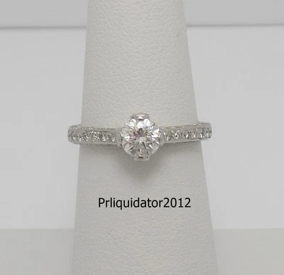 Vintage 1CT Natural Diamond Anniversary Wedding Bridal Ring 14K White Gold Band - Image 1 of 4