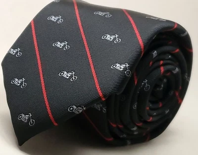 APT 9 Men's Skinny Tie Black Red Gray Motorcycle Bike Striped Necktie NEW - Image 1 of 4