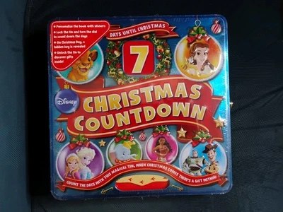 DISNEY 7 DAYS TO CHRISTMAS COUNTDOWN METAL TIN ADVENT CALENDAR - Sealed! - Image 1 of 4