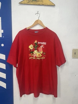 Vintage 2000s SPONGEBOB SQUAREPANTS CHRISTMAS T-SHIRT Size 2XL Silent Night - Image 1 of 4