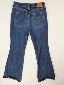Levis Größe 30 x 30 Damen 70er Jahre High Flare blau Premium Denim 5 Pocket Logo Jeans - Bild 1 von 15