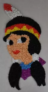 Vintage 1970s Melted Plastic Popcorn Wall Decoration Native American 21" Tall - Picture 1 of 2