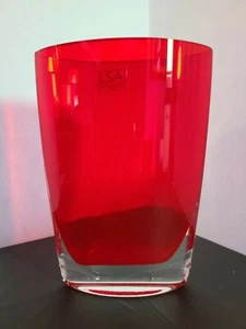 LSA Int'l Red 8" Vase Handcrafted Mouthblown Flattened Rim Made in Poland - Picture 1 of 3