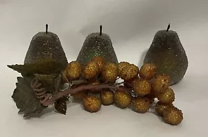 Vintage Beaded Frosted Sugar Faux Fruit Pears Grapes Decoration - Picture 1 of 4