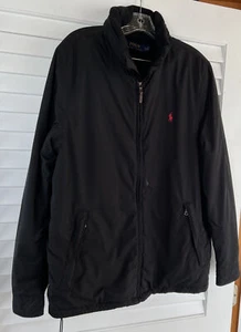 Polo Ralph Lauren Black Full Zip Insulated Fleece Lined Pony Jacket Coat Size LT - Picture 1 of 12