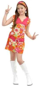 San Francisco Girl 60's Hippie Flower Power Fancy Dress Halloween Child Costume - Picture 1 of 4