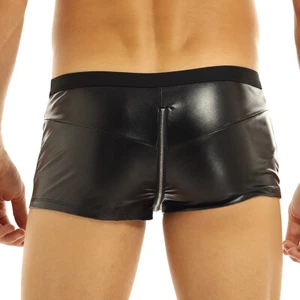 Biancheria intima uomo Wetlook finta pelle cerniera baule boxer slip pantaloncini mutande - Foto 1 di 22