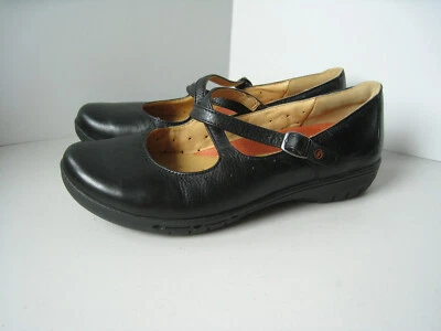 Clarks Unstructured Womens 8.5 M Mary Jane Shoes Black Leather Criss Cross - Image 1 of 4