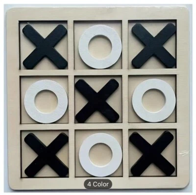 Wooden Noughts And Crosses / Tic Tac Toe Game - Black New & Sealed UK - Image 1 of 4