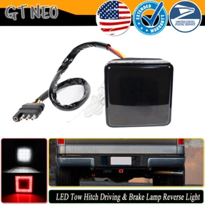Smoked Brake Backup Light Lamp Trailer Hitch Cover Fit Towing & Hauling 2" Size - Picture 1 of 12