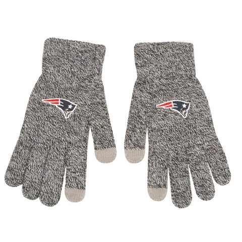New England Patriots NFL Gray Knit Acrylic Gloves W/Texting Tips FREE SHIP! Cover