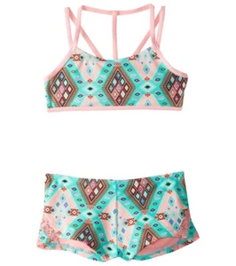 NWT GOSSIP GIRL Size 14 2pc Bralette / Boyshort Bikini Swimsuit Aztec Harvest - Picture 1 of 14