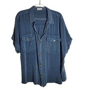Maurices Relaxed Fit Top Plus Size 3X Soft Rayon Button Front Pockets Collared - Picture 1 of 6