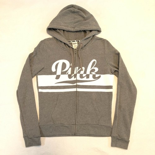 UNDERCOVER Felpa con cappuccio rosa cerniera intera Victoria Secret donna taglia S grigio erica