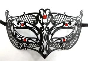 Mascarilla veneciana de filigrana negra pequeña corte láser negra pequeña para hombres niños - Imagen 1 de 3