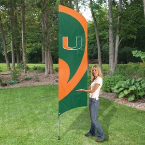 MIAMI HURRICANES 8.5 FOOT TALL TEAM FLAG 11.5' POLE SIGN BANNER UNIVERSITY SIGN - Picture 1 of 5