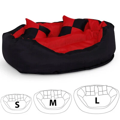 lionto Hundebett 4-in1 Oxfordgewebe wasserabweisend S/M/L in schwarz/rot