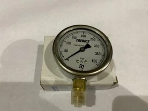 TRERICE PRESSURE GAUGE # D82LFB 2-1/2" 0-400PSI STAINLESS STEEL 1/4NPT - Picture 1 of 5
