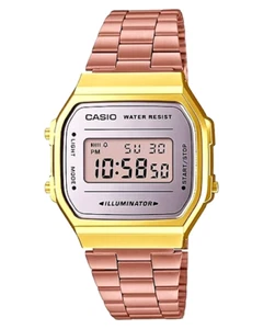 CASIO A168WECM-5DF OROLOGIO UOMO DONNA ACCIAIO DIGITALE DORATO ROSE' SOTTOCOSTO - Foto 1 di 4