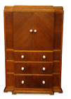An Art Deco Light Oak Two Door Cocktail Cabinet of Stepped Form 1930s