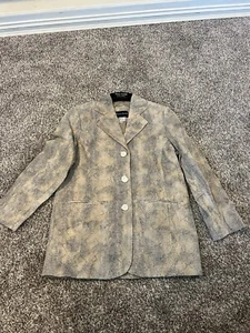 Chaqueta Blazer Terry Lewis Mujer Tostada Y Negra Cuero Doblado Estampado Serpiente Talla S R1 - Imagen 1 de 4
