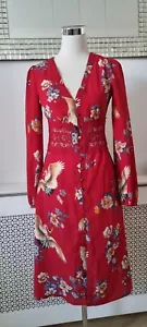 Boohoo Red Victorian Oriental Chinese Japanese Fusion Crochet Dress Size 8 - Picture 1 of 8