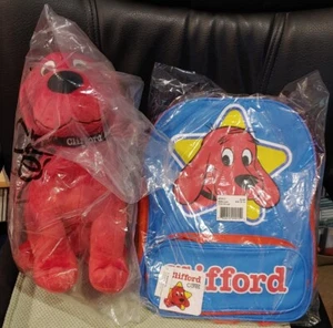 FACTORY SEALED NEW: Clifford the Big Red Dog Plush + Clifford Child's Backpack - Picture 1 of 4
