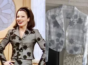 MOSCHINO VINTAGE WHITE MESH LAYER LEAF Blazer Jacket FRAN DRESCHER US 10 ITALIAN - Picture 1 of 17