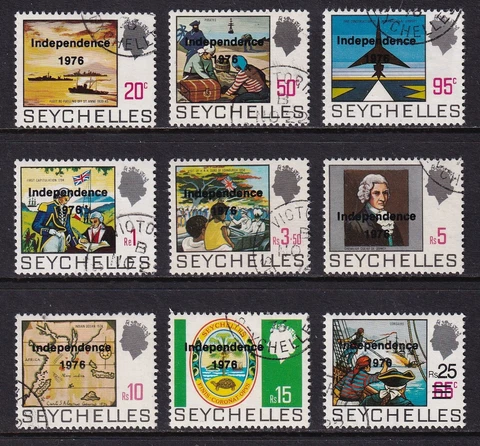 SEYCHELLES 1976 Independence set of 9 SG 374-382 Used (CV £61) Cover