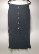 ASOS DESIGN Petite Rib Midi Skirt With Horn Buttons Black Size 8 