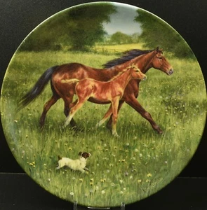 Schöner Royal Worcester Erster Ausflug Mutter & Fohlen Teller ~ Erster Ausflug - Bild 1 von 3