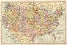 1911 VICTORIAN MAP ~ UNITED STATES ~ TEXAS OHIO NEW YORK FLORIDA WASHINGTON