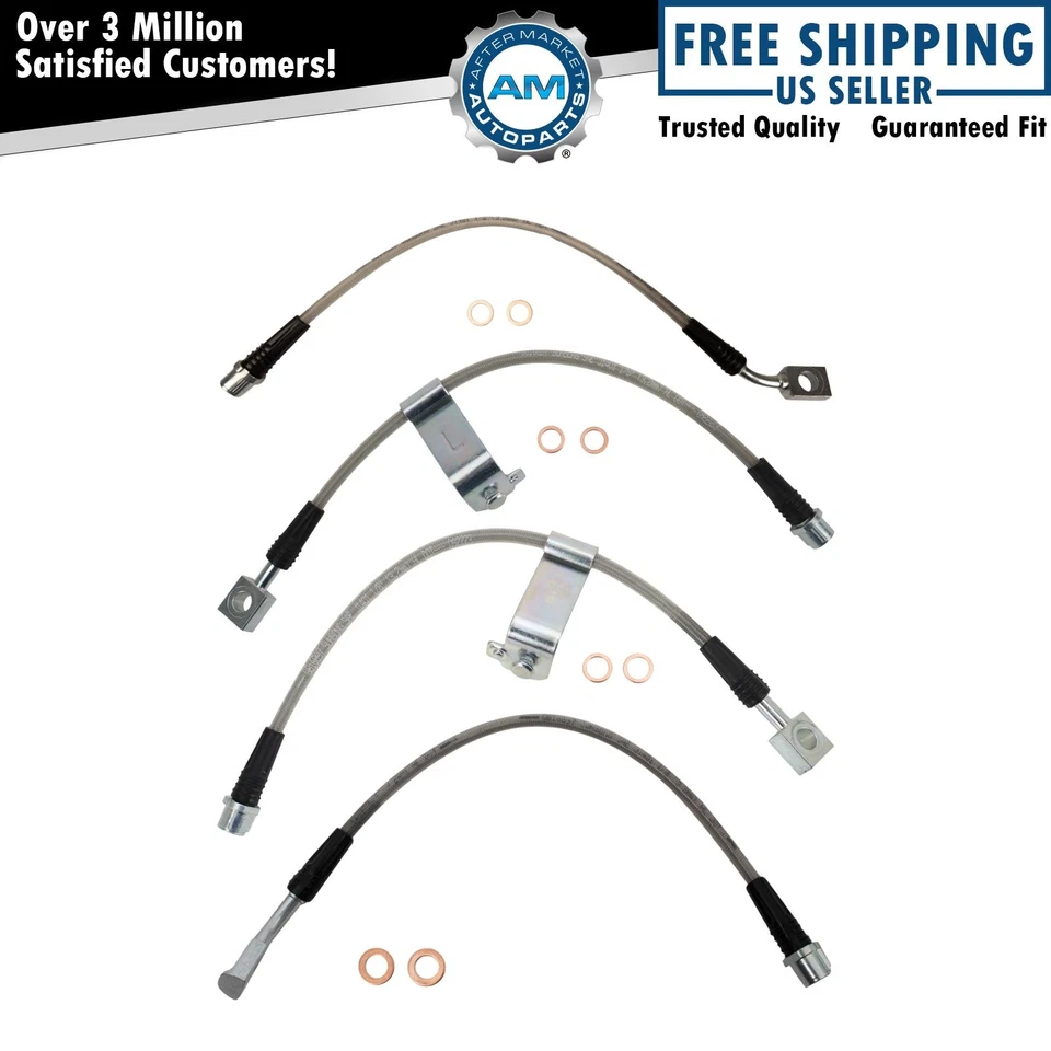 Conjunto de mangueira de freio dianteiro e traseiro Performance para 05-07 Chevrolet Malibu - Imagem 1 de 4