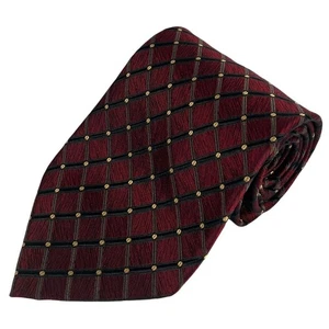 Dani Moda Maschile Burgundy Black Gold Diamond Design Neck Tie - Picture 1 of 2