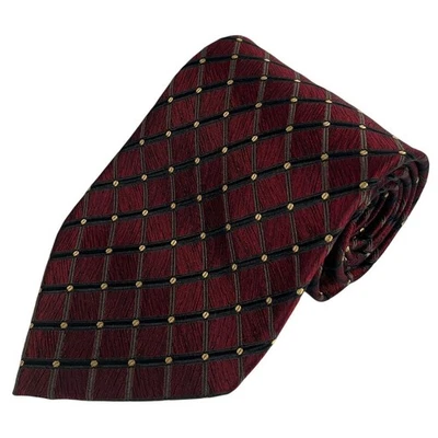 Dani Moda Maschile Burgundy Black Gold Diamond Design Neck Tie - Image 1 of 2