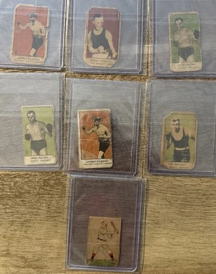 Años 20 BOXING/BÉISBOL TARJETAS CON TIRAS (7) BECKETT/FULTON/LEONARD/KILBANE Foto 1 de 4