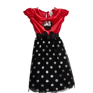 Disney Minnie Mouse Size 6X Red & Black Polka Dot Dress For Girls - Picture 1 of 8