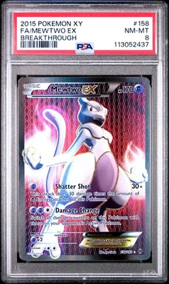 2015 POKEMON XY BREAKTHROUGH MEWTWO EX #158 PSA 8 NEAR MINT #113052437 - Image 1 of 2