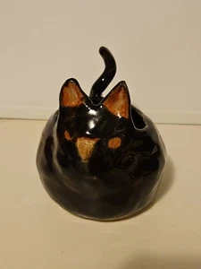 BRH Studio Art Pottery Black Cat Planter - Picture 1 of 9