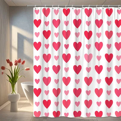 Lindo Corazones Cortina de Ducha para Niños Decoración de Baño Foto 1 de 4