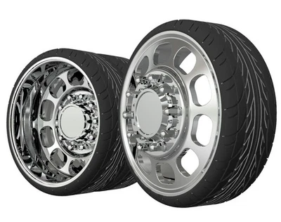 1:25-1:24 Scale Resin 24" Milled Slot Dually Tires With Brakes - Image 1 of 4