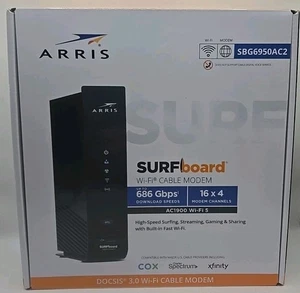 ARRIS SURFboard (16x4) DOCSIS 3.0 Cable Modem/ AC1900 Dual-Band Wi-Fi Router,... - Picture 1 of 8
