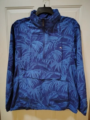 Tommy Bahama Desert Fronds Blue Pullover Windbreaker Mens L - Image 1 of 4