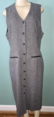 Vestido Talbots Sin Mangas Negro Espiga 100% Lana Forrado Talla 14 Foto 1 de 4