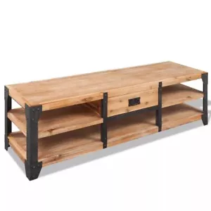TV Stand Cabinet With Storage Shelves Industrial Style Wooden Entertainment Unit - Picture 1 of 5