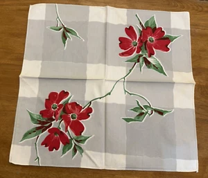4 Matching DOGWOOD Linen Table Napkins ABOUT 17" Square AS IS WILENDURE? 1940's - Picture 1 of 12