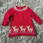 Cupcakes &amp; Cashmere Red Sweater Dress Christmas Fair Isle Baby Girl 3-6 Months