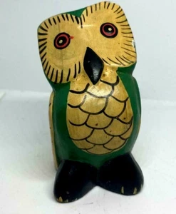 Vintage Figure Wooden Hand Carved  ART Owl Statue Sculpture 3.5"x2" Decoration   - Picture 1 of 10