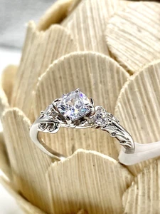 Bomb Party Ring Band Sz 9 White Topaz Lab Created Cushion Cut Jewelry core - Picture 1 of 3